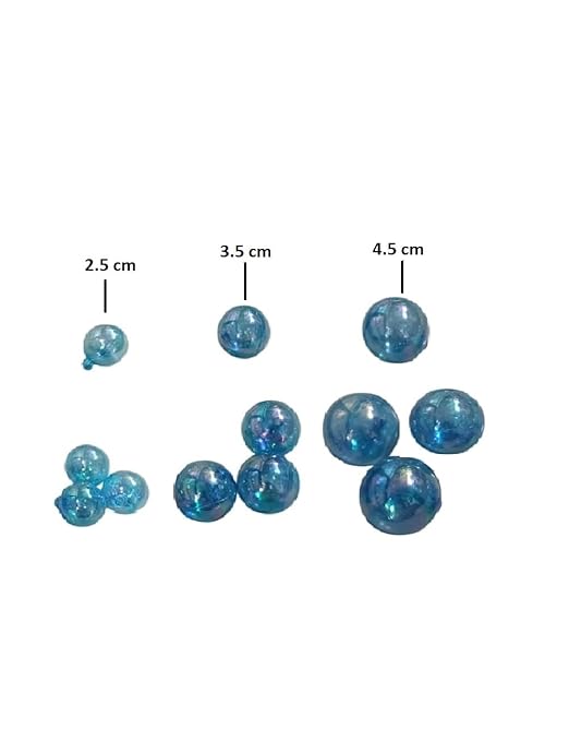 Blue Transparent Faux Ball Cake Topper/Foam Ball/Bubble Cake Topper For Wedding/Birthday & Many More Cake Decoration - 12pc Packing (Blue)