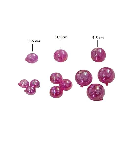Dark Pink Transparent Faux Ball Cake Topper/Foam Ball/Bubble Cake Topper For Wedding/Birthday & Many More Cake Decoration - 12pc Packing (Dark Pink)