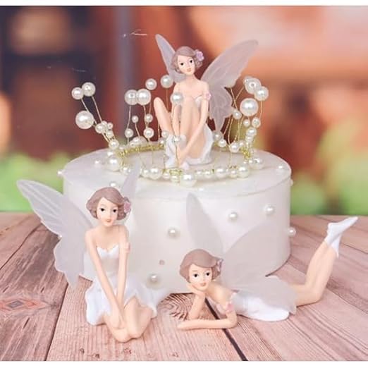 Fairy Cake Topper Figurines Set, 3 Pieces, Decoration Items for Cake/Home/Office Playing Mini Fairy Toys for Girls Decorations