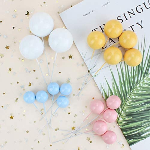 Faux Ball Cake Topper | Cake Decorating Faux Ball Birthday Topper Fancy Cake Decor Ball | Cake Topper | Muffin Topper | Cup Cake Topper | (BLUE)