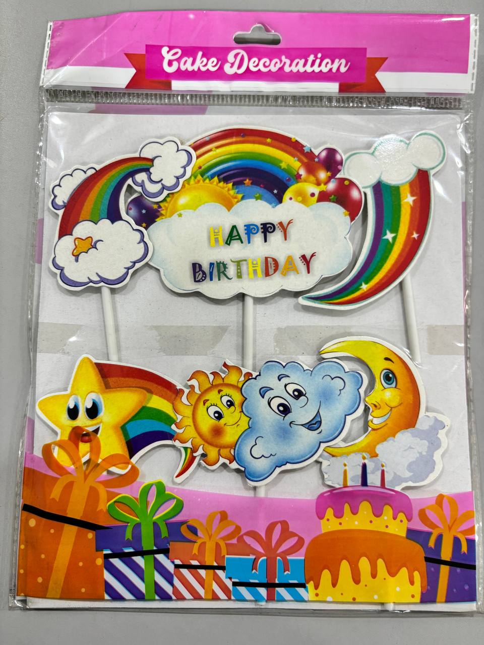 Rainbow Theme Paper Cake Topper| BTS THEME TOPPER|PAPER THEME TOPPER|CAKE TOPPER|PACK OF 6|