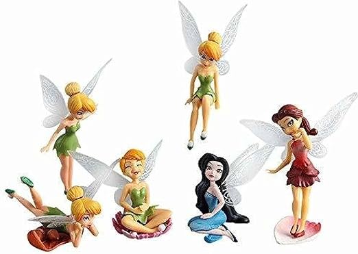 Set of 6 Tinker Bell Action Figure Set Or Cake Topper Decoration Merchandise Showpiece of Fairy Princess for cake decoration