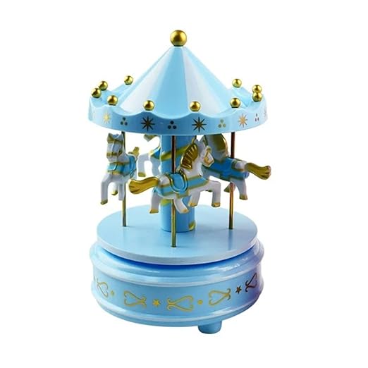 Enchanting Horse Music Box Cake Topper – Rotating Fairytale Melody Toy | Ideal for Cakes & Gifting (Horse, Blue)