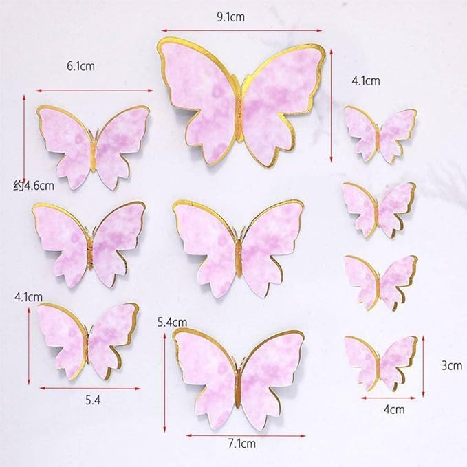 10 pcs Pink Butterfly for Cake Decoration