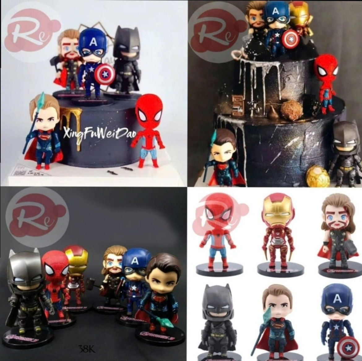 Set of 6 Avengers Cake Toys