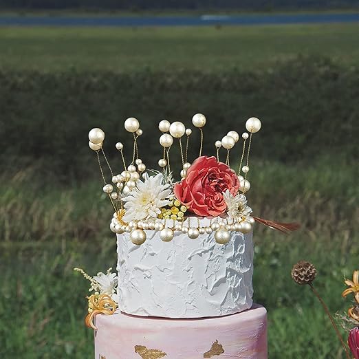 Crown Cake Topper for Girl's Birthday Decoration Kit - 1Pc Girl Crown for Birthday Queen Decoration, Pearl Topper, Cake Decoration Items