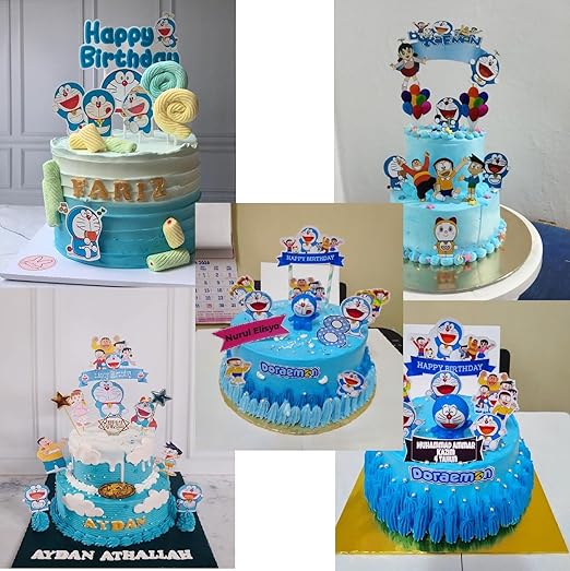 Cartoon Characters(5 inch) Paper Cake Topper With Stick For Birthday Celebration Parties/Theme Cake Decoration Item/Cartoon Theme Party(Pack of 6)