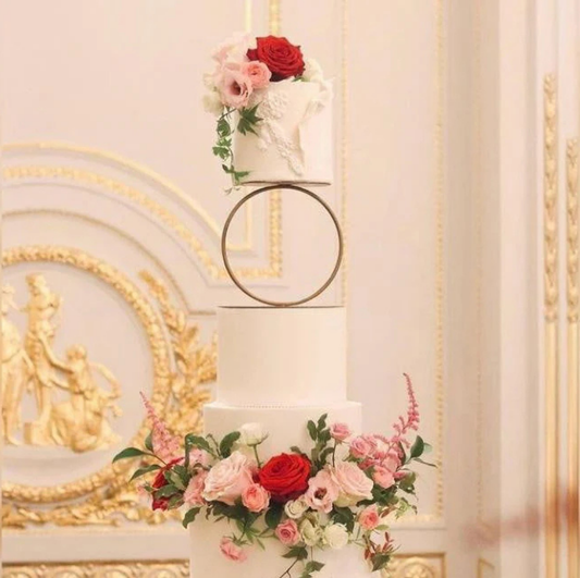 Round Shape Metal Cake Stand Cake Decor Cake Spacer Separator, Gold Color (Pack of 1)