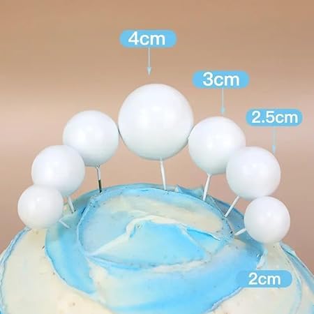 Faux Balls Topper For Cake Decoration | Pack Of 20pcs | White | 4 sizes 2, 2.5, 3, 4 cm 5PC Each (WHITE)