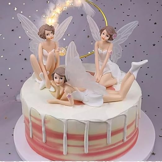 Fairy Cake Topper Figurines Set, 3 Pieces, Decoration Items for Cake/Home/Office Playing Mini Fairy Toys for Girls Decorations