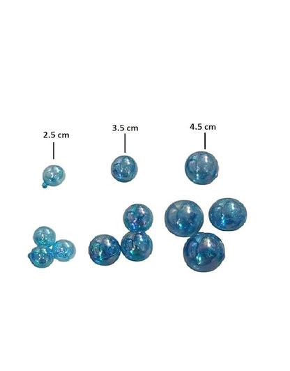 Blue Transparent Faux Ball Cake Topper/Foam Ball/Bubble Cake Topper For Wedding/Birthday & Many More Cake Decoration - 12pc Packing (Blue)