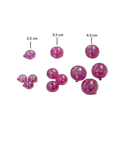 Dark Pink Transparent Faux Ball Cake Topper/Foam Ball/Bubble Cake Topper For Wedding/Birthday & Many More Cake Decoration - 12pc Packing (Dark Pink)