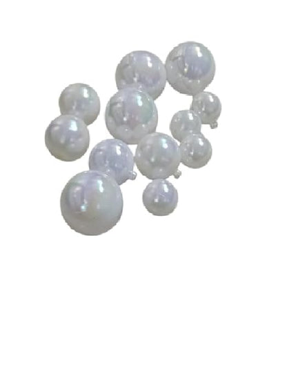 White Transparent Faux Ball Cake Topper/Foam Ball/Bubble Cake Topper For Wedding/Birthday & Many More Cake Decoration - 12pc Packing (White)