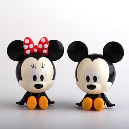 2 Piece Mickey-Minnie Mouse Set for Cake Decorating, PVC Present Action Figure Mouse Disney Table Decor Themed Party Decoration for Kids Birthday (Mickey Minnie) Sitting Toy Doll