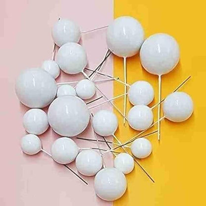 Faux Balls Topper For Cake Decoration | Pack Of 20pcs | White | 4 sizes 2, 2.5, 3, 4 cm 5PC Each (WHITE)