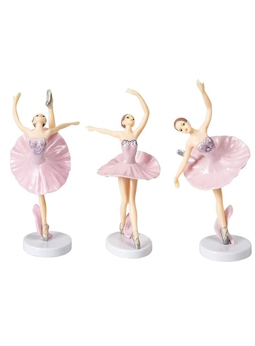 3 Pieces Pink Dancing Ballerina Girl Toys for Cake Toppers