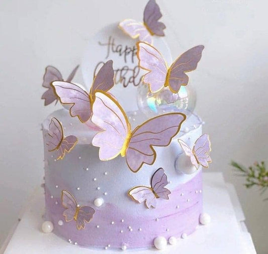 10 pcs Purple Butterfly for Cake Decoration