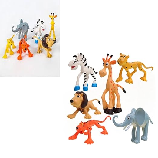 Jungle Safari Theme Cake Topper 6pc Toy| Animal Figures Toy Set For Cake Decoration & It Can Be Used As a Playing Toy/Zoo Animal/Jungle Theme For Kids(6pc packing)