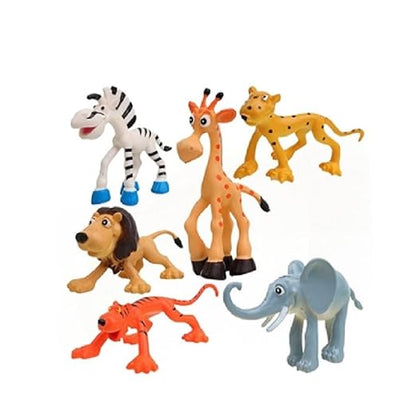 Jungle Safari Theme Cake Topper 6pc Toy| Animal Figures Toy Set For Cake Decoration & It Can Be Used As a Playing Toy/Zoo Animal/Jungle Theme For Kids(6pc packing)