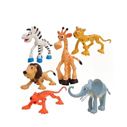 Jungle Safari Theme Cake Topper 6pc Toy| Animal Figures Toy Set For Cake Decoration & It Can Be Used As a Playing Toy/Zoo Animal/Jungle Theme For Kids(6pc packing)