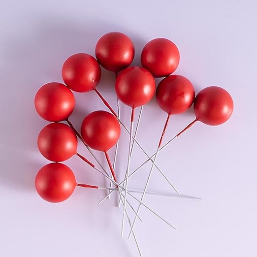 Faux Balls Topper For Cake Decoration | Pack Of 20pcs (Red)