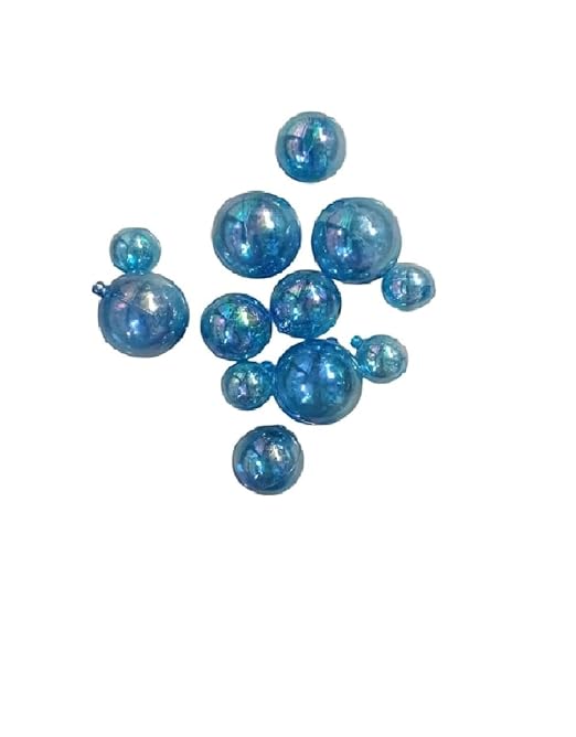 Blue Transparent Faux Ball Cake Topper/Foam Ball/Bubble Cake Topper For Wedding/Birthday & Many More Cake Decoration - 12pc Packing (Blue)