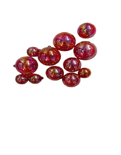 Red Transparent Faux Ball Cake Topper/Foam Ball/Bubble Cake Topper For Wedding/Birthday & Many More Cake Decoration - 12pc Packing (Red)