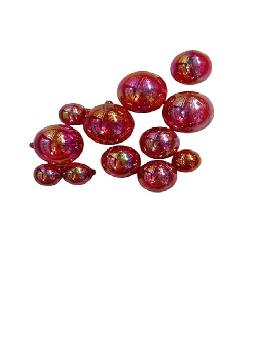 Red Transparent Faux Ball Cake Topper/Foam Ball/Bubble Cake Topper For Wedding/Birthday & Many More Cake Decoration - 12pc Packing (Red)