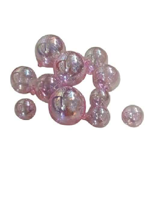 Transparent Faux Ball Cake Topper/Foam Ball/Bubble Cake Topper For Wedding/Birthday & Many More Cake Decoration - 12pc Packing (Light Pink)