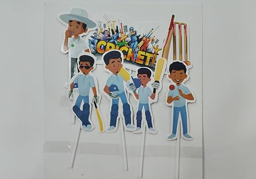 Cricket Theme Paper Cake Topper| Sports Theme Based Toppers Cake/Cupcake Decoration For Kids/Adult & All (Pack of 7)