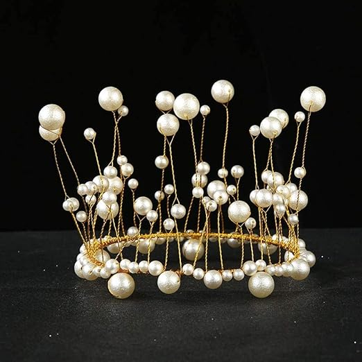 Crown Cake Topper for Girl's Birthday Decoration Kit - 1Pc Girl Crown for Birthday Queen Decoration, Pearl Topper, Cake Decoration Items