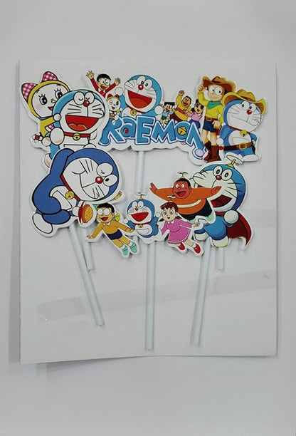 Cartoon Characters(5 inch) Paper Cake Topper With Stick For Birthday Celebration Parties/Theme Cake Decoration Item/Cartoon Theme Party(Pack of 6)