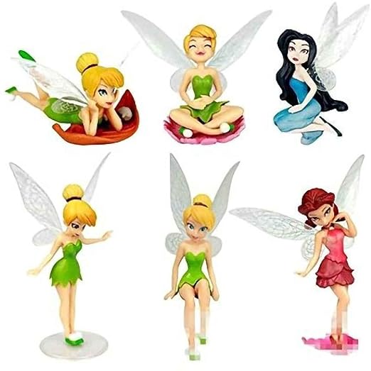 Set of 6 Tinker Bell Action Figure Set Or Cake Topper Decoration Merchandise Showpiece of Fairy Princess for cake decoration