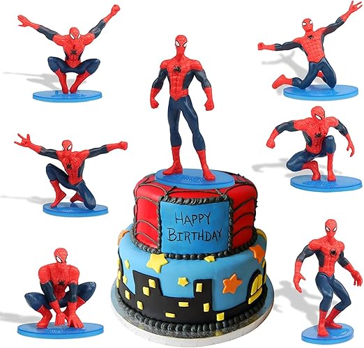 Spiderr Mann Birthday Cake Decorating Topper Superhero Toy 7 Figure Set Superhero Set Birthday Party Cupcakes PVC Gift ToysMarvel Comics