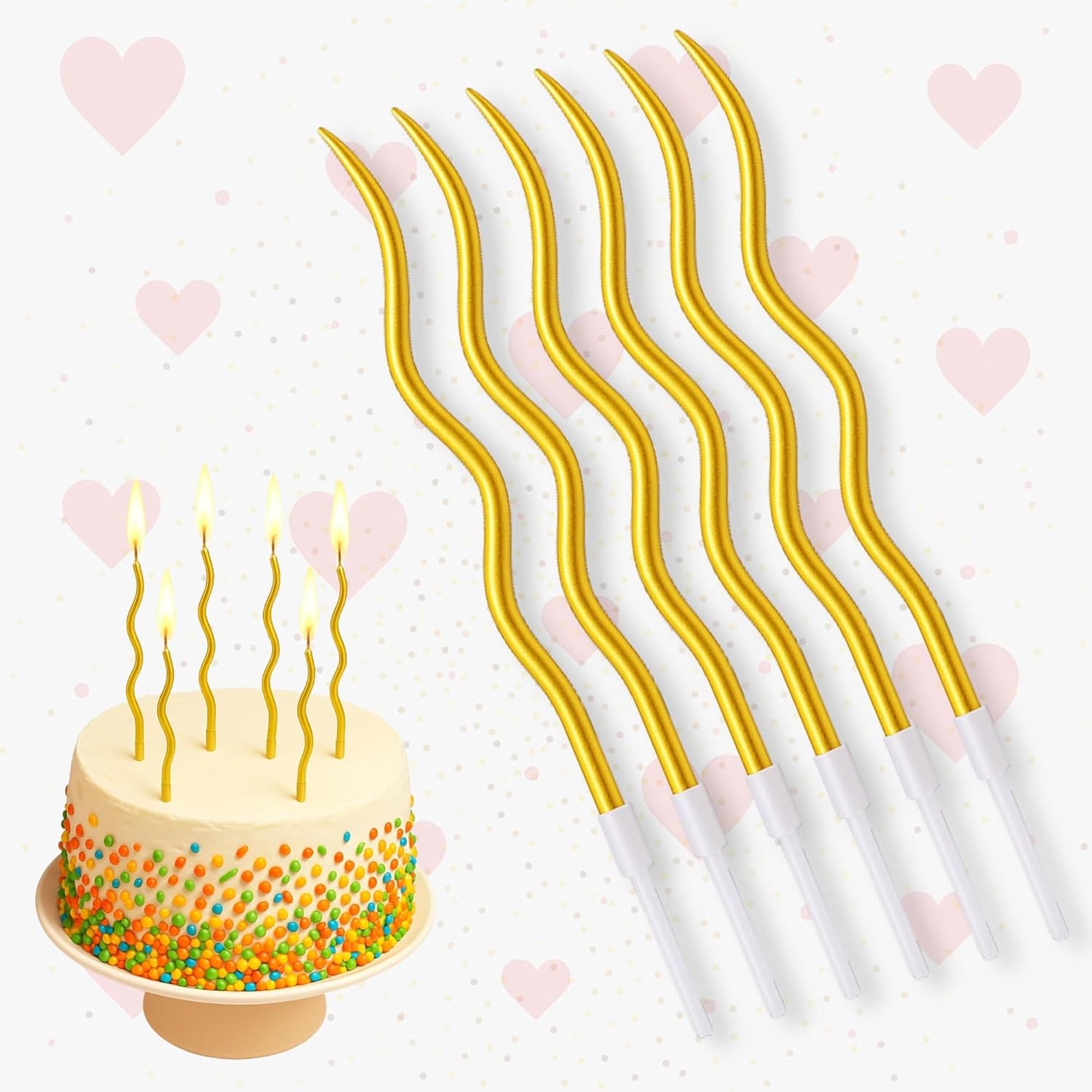 Metallic Spiral Candles Golden for Birthday Anniversary Cake Topper Party Unscented Smokless Twisty Candles Decoration Items
