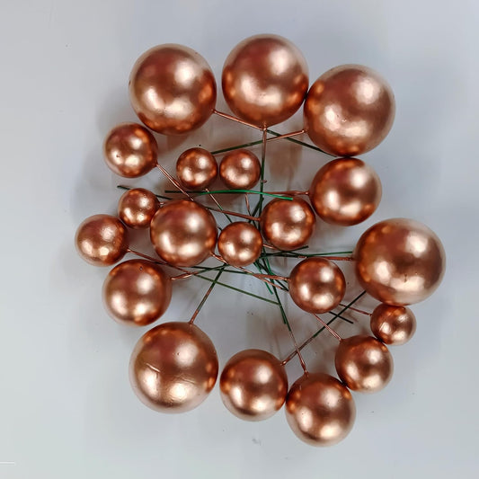 Faux Balls Topper For Cake Decoration | Pack Of 20pcs | 4 sizes 2, 2.5, 3, 4 cm 5PC Each (Rose Gold)aux Balls Topper For Cake Decoration