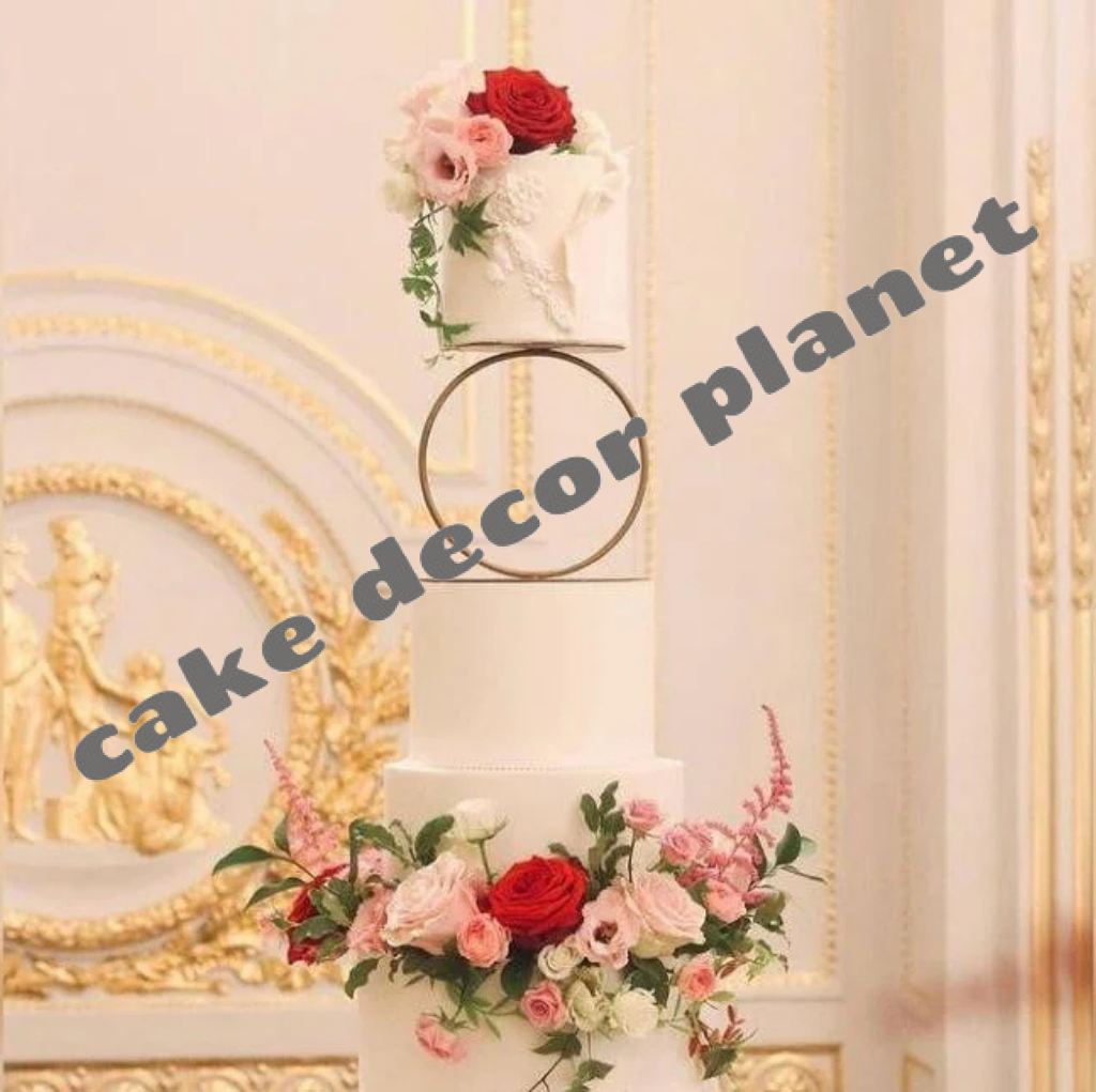 Round Shape Metal Cake Stand Cake Decor Cake Spacer Separator, Gold Color (Pack of 1)
