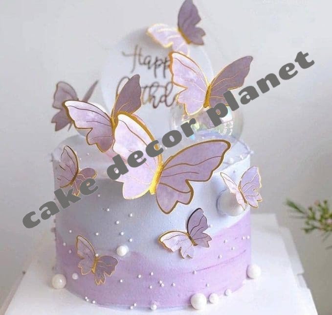 10 pcs Purple Butterfly for Cake Decoration