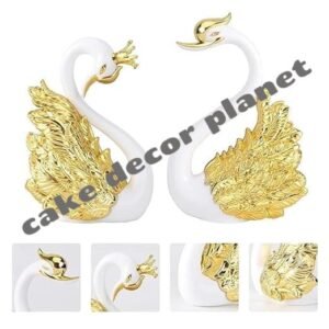mini-swan-ornament-cake-topper-combo-miniature-doll-cake-topper-action-figurine-super-hero-toys-2-pcs-elegant-swan-with-silver-feathers