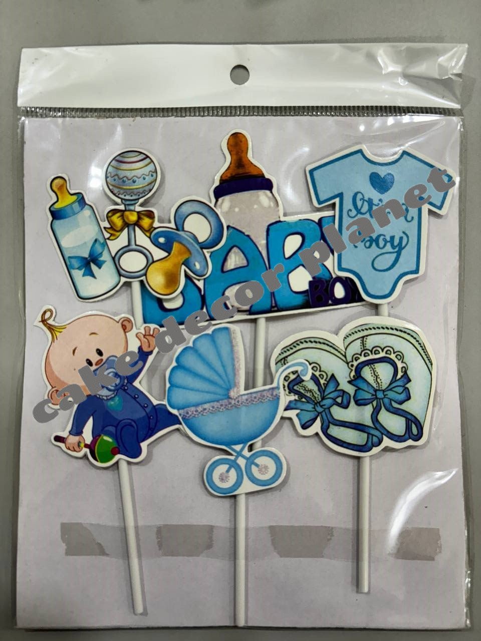 BOY BABY SHOWER THEME TOPPER|PAPER THEME TOPPER|CAKE TOPPER|PACK OF 6|