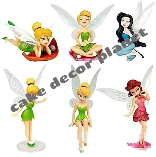 Set of 6 Tinker Bell Action Figure Set Or Cake Topper Decoration Merchandise Showpiece of Fairy Princess for cake decoration
